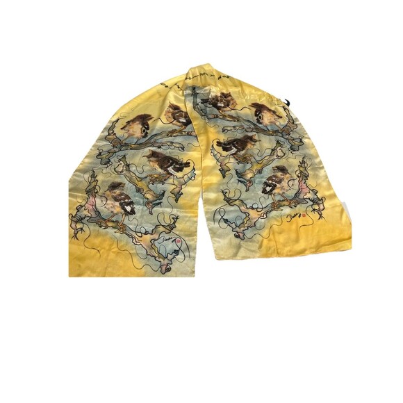 Duckie and the Grackle Yellow Bird Silk Scarf 14”x71” Nature Inspirational Quote - Picture 3 of 7